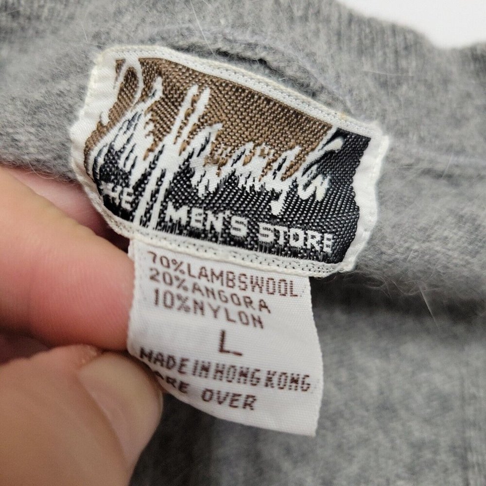 Jon Hatmaker Cardigan Mens Store Large Grey Lambswool Long Sleeve Sweater - Picture 3 of 12
